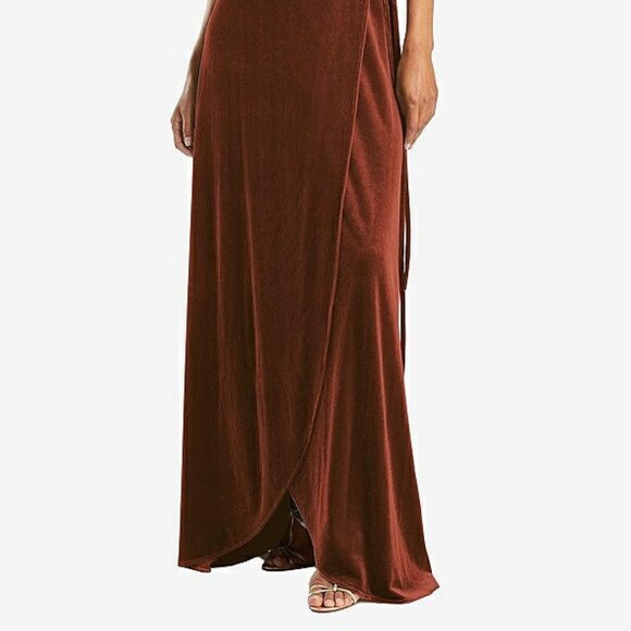 After Six 1538...Velvet Wrap Maxi Dress with Pockets...Auburn Moon...Sz XXL - Picture 2 of 7